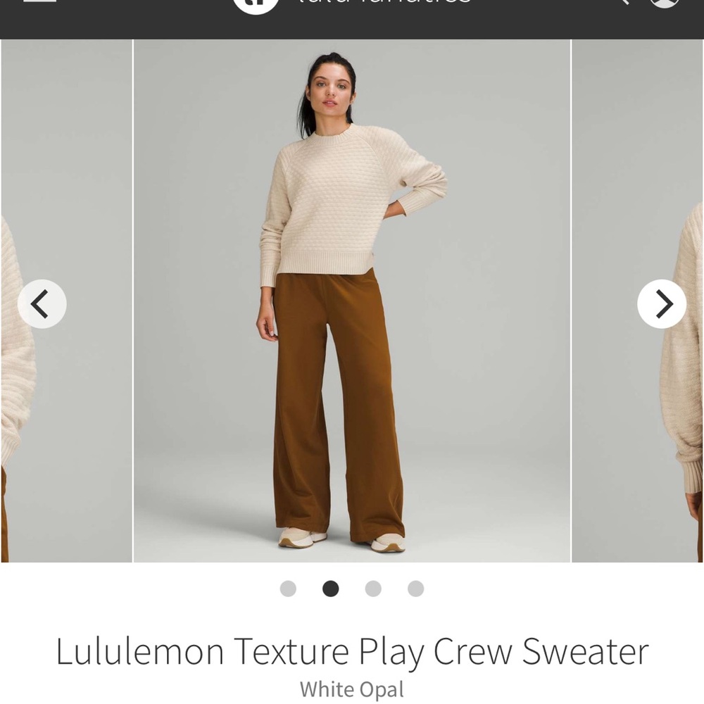 New Without tags Lululemon Texture Play Crew Sweater White Opal M/L - Picture 4 of 11